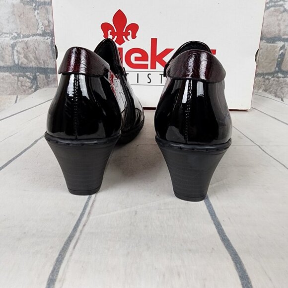 Rieker Patent Leather Derby Ankle Shoes Shoeties Two-Tone Black Burgundy Size 38 - Picture 11 of 16